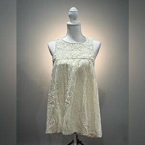 Cream Blu Pepper Sleeveless Peasant Top Size L EUC